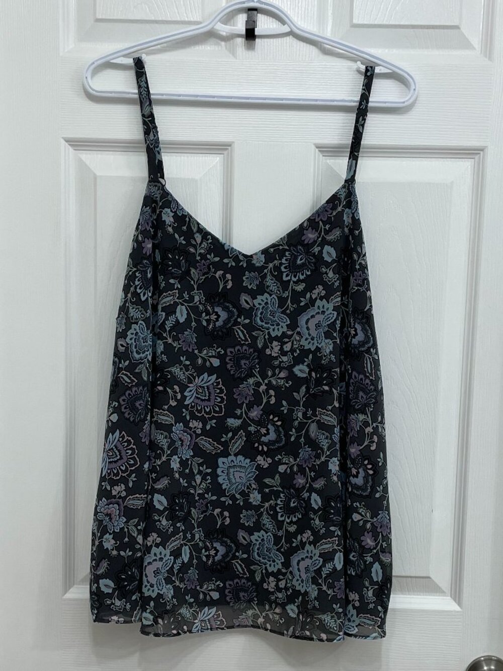 Torrid Sophie Charcoal Paisley Chiffon Cami Tank Top Adjustable Strap Size 1 1X